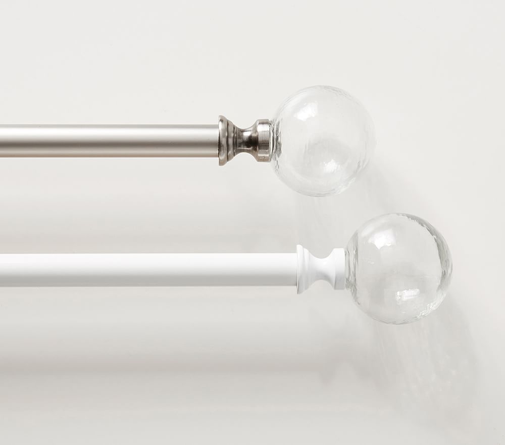 Metal Rod & Glass Finial Set